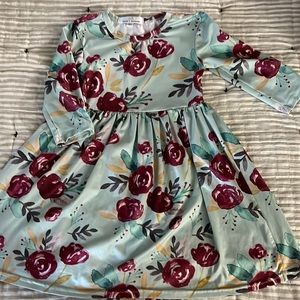 Girls Long Sleeve Floral Dress